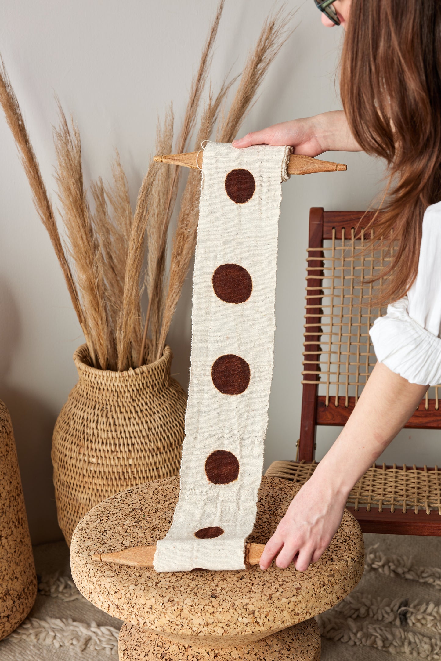 Flourish Bologan Wall Totem in White with Brown Circles