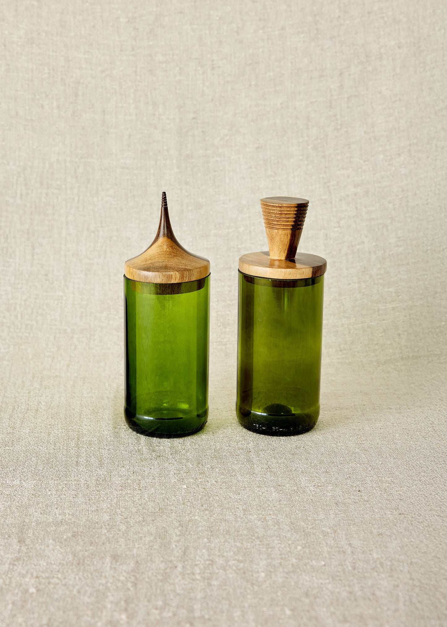 Wooden Topped Green Apothecary Jar