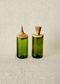 Wooden Topped Green Apothecary Jar
