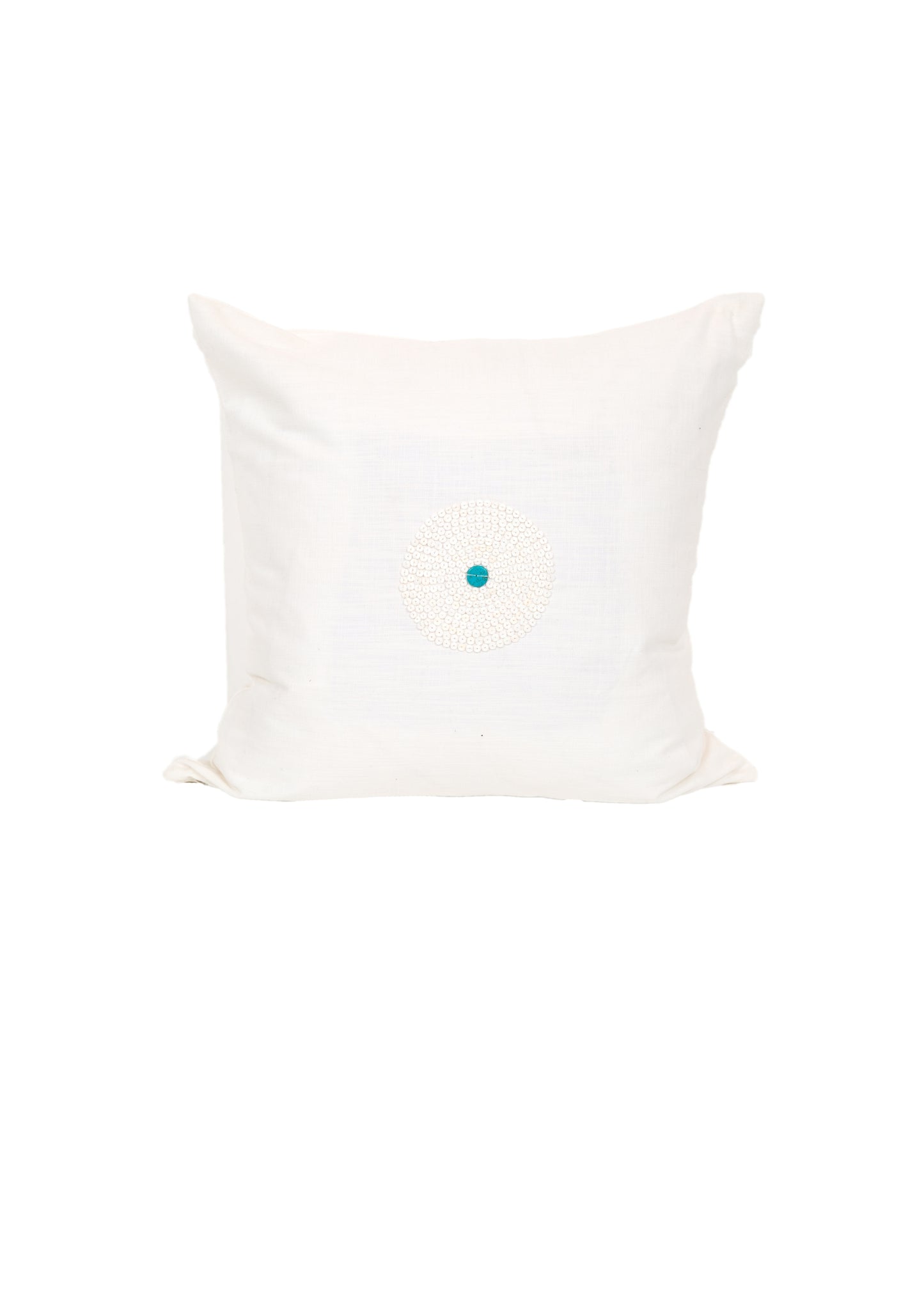 Heishi White Trade Bead Pillow Cover