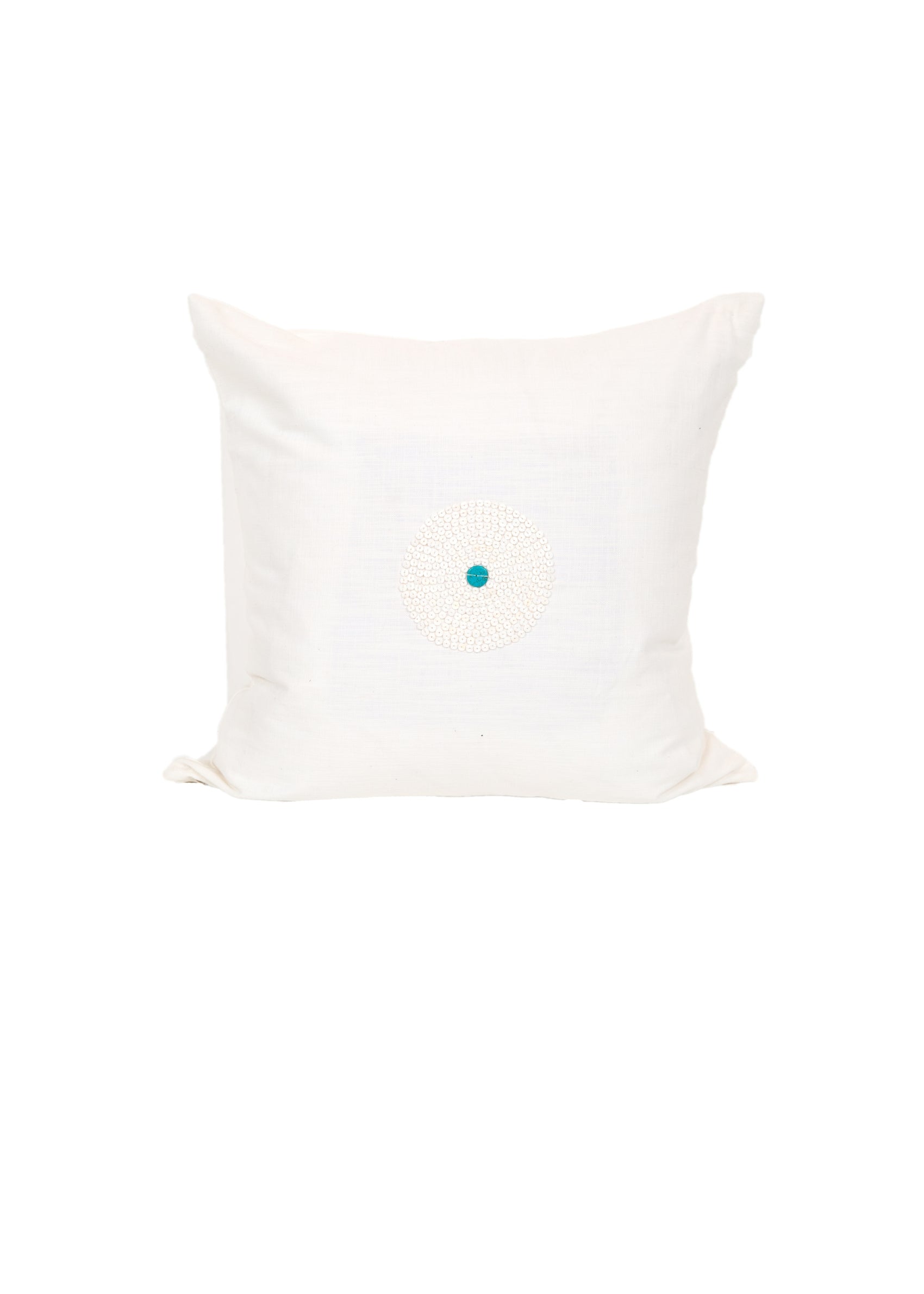 Heishi White Trade Bead Pillow Cover