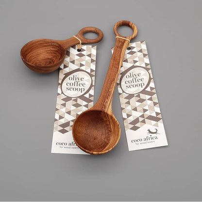 Handmade wooden salt and coffee scoop set of 2