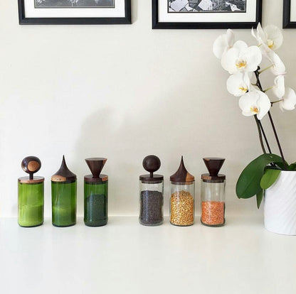 Wooden Topped Apothecary Jars