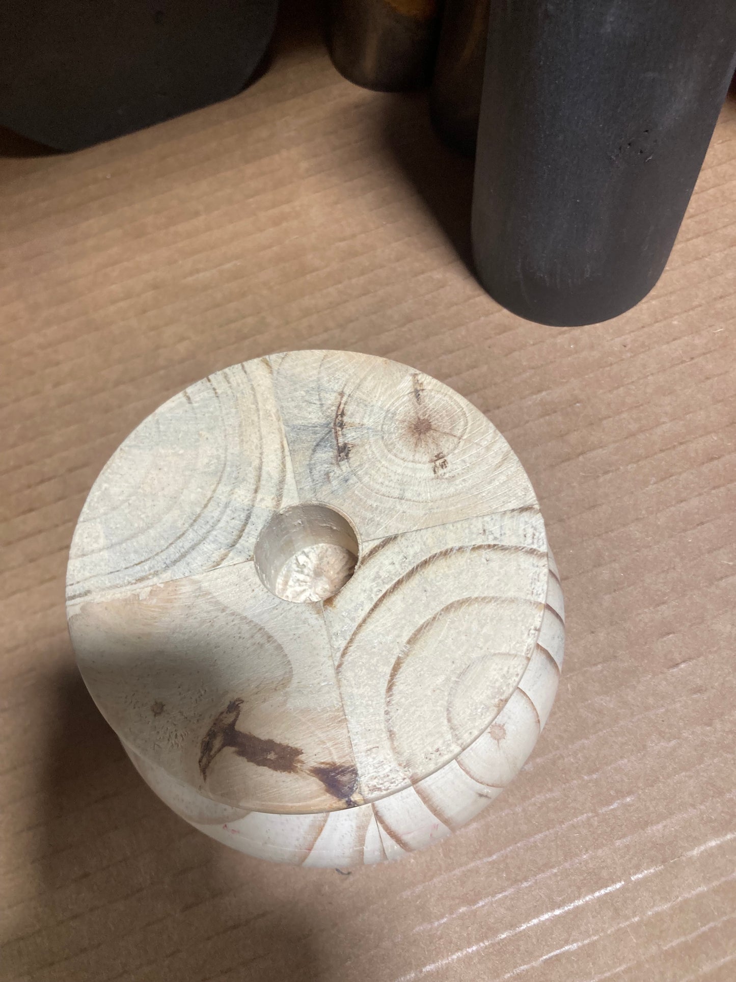 Organic Wood Taper Small Natural Candlestick Holder – Discoloration