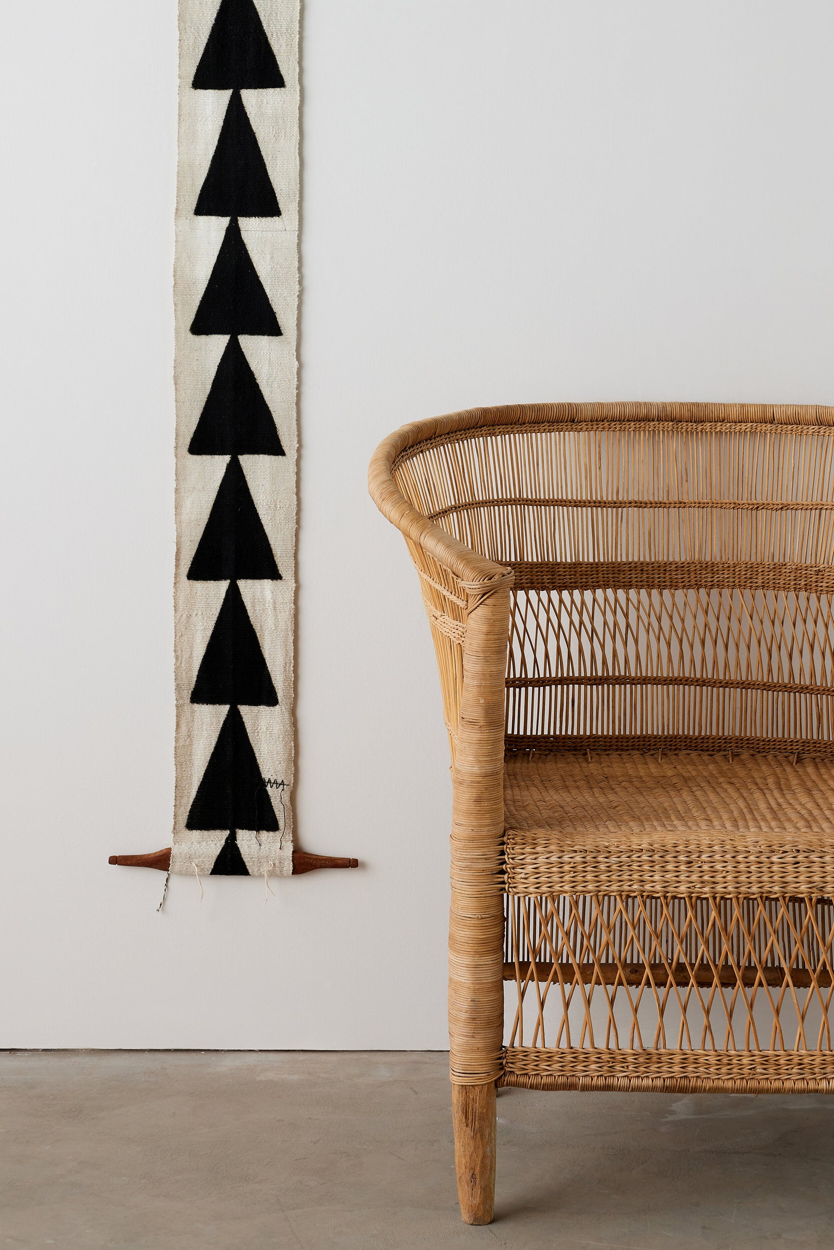 Intention Bogolan Wall Totem in White with Black Triangles