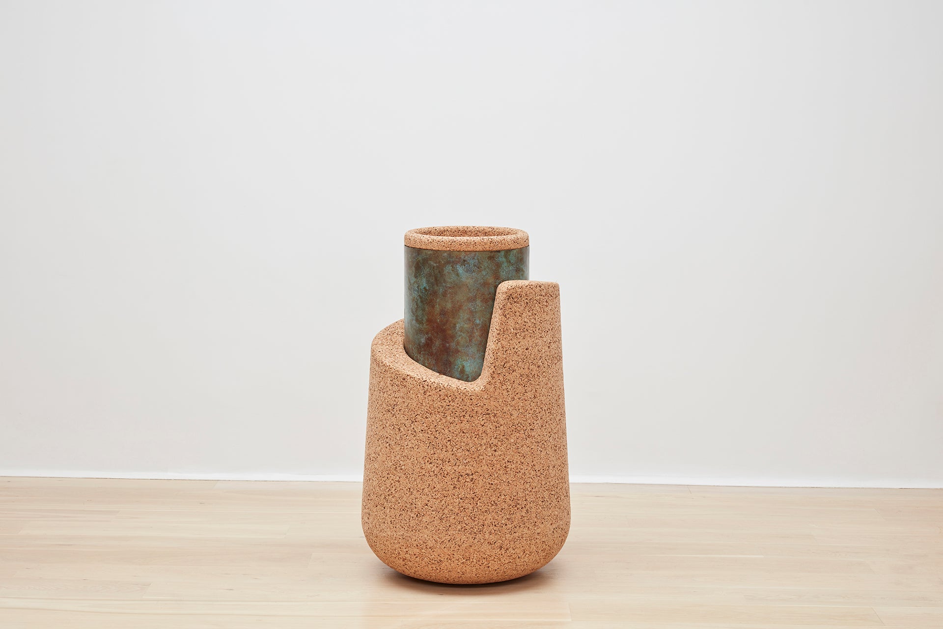 Wiid Angled Cork & Steel Floor Planter | Eco-Friendly Décor