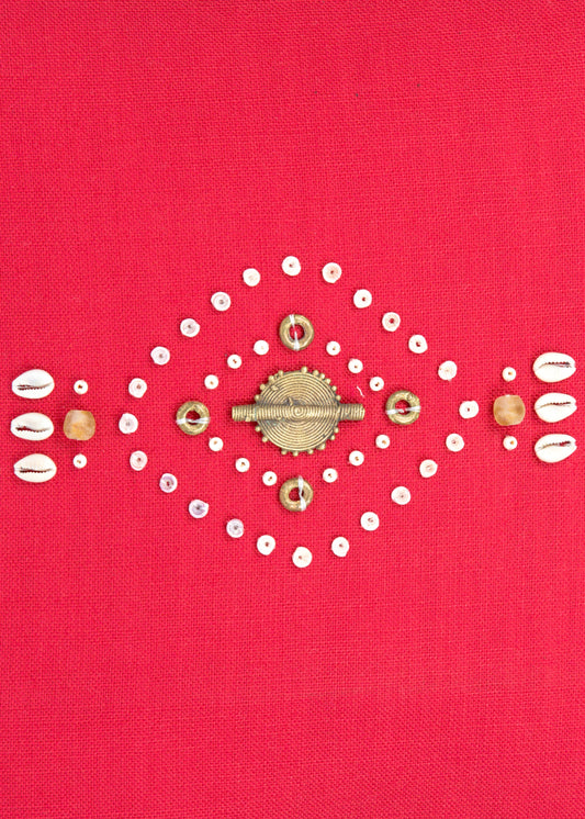 Lamba Crimson Red Trade Bead Pillow Cover