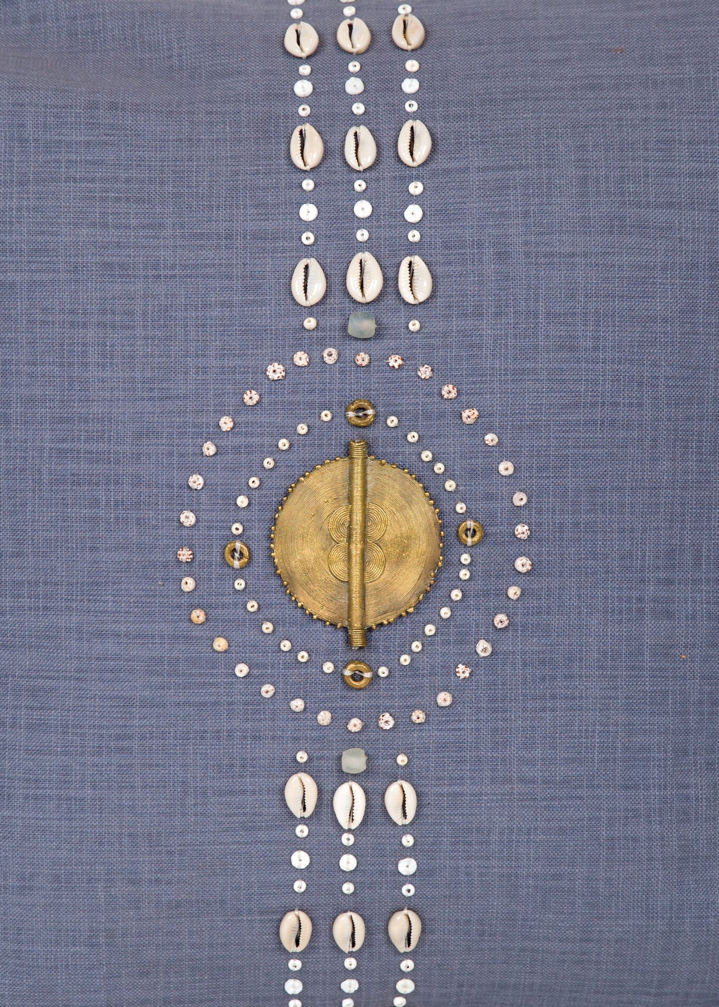 Lamba Indigo Grey Trade Bead Pillow Cover