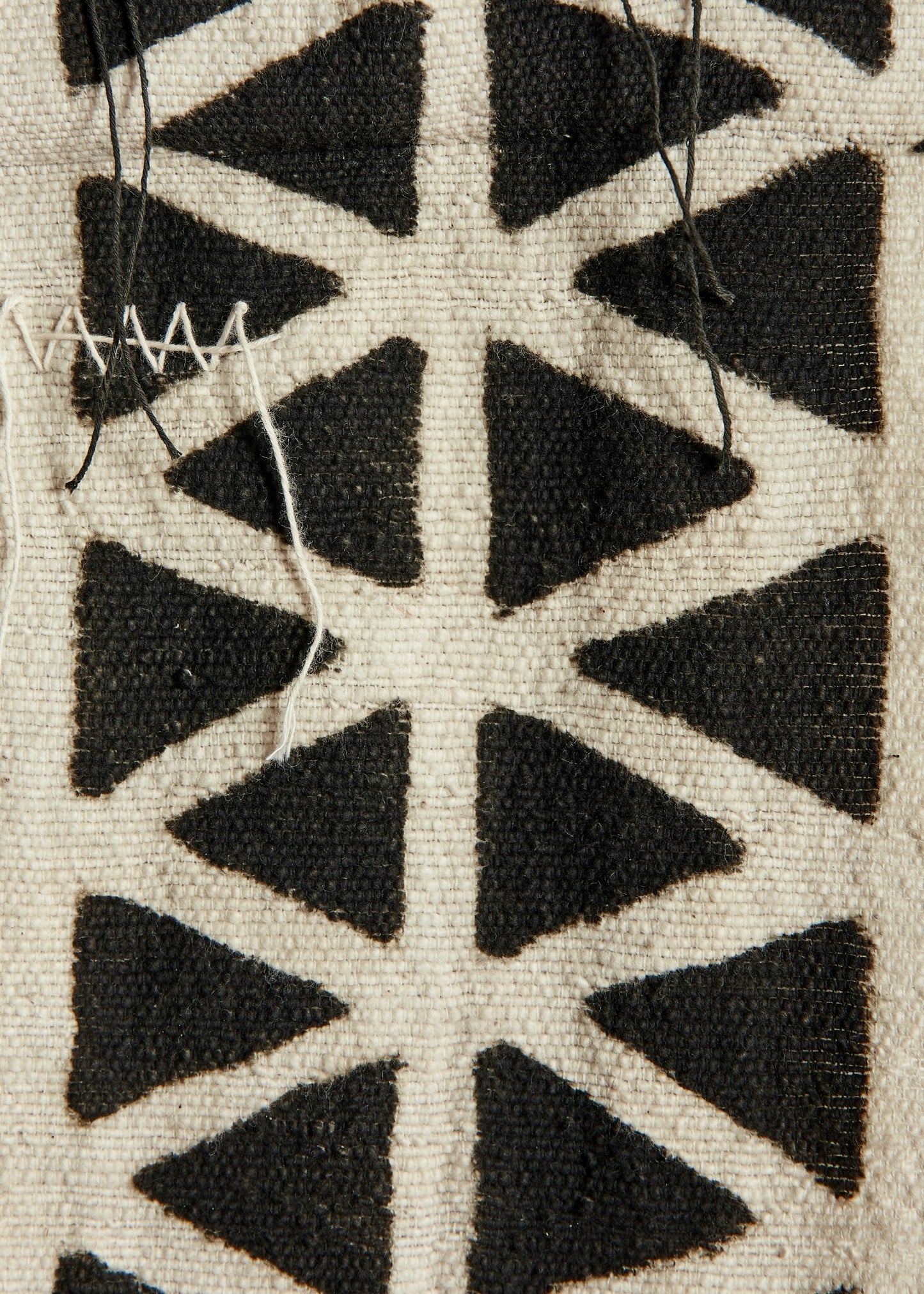 Longevity Bogolan Wall Totem in White with Black Triangles
