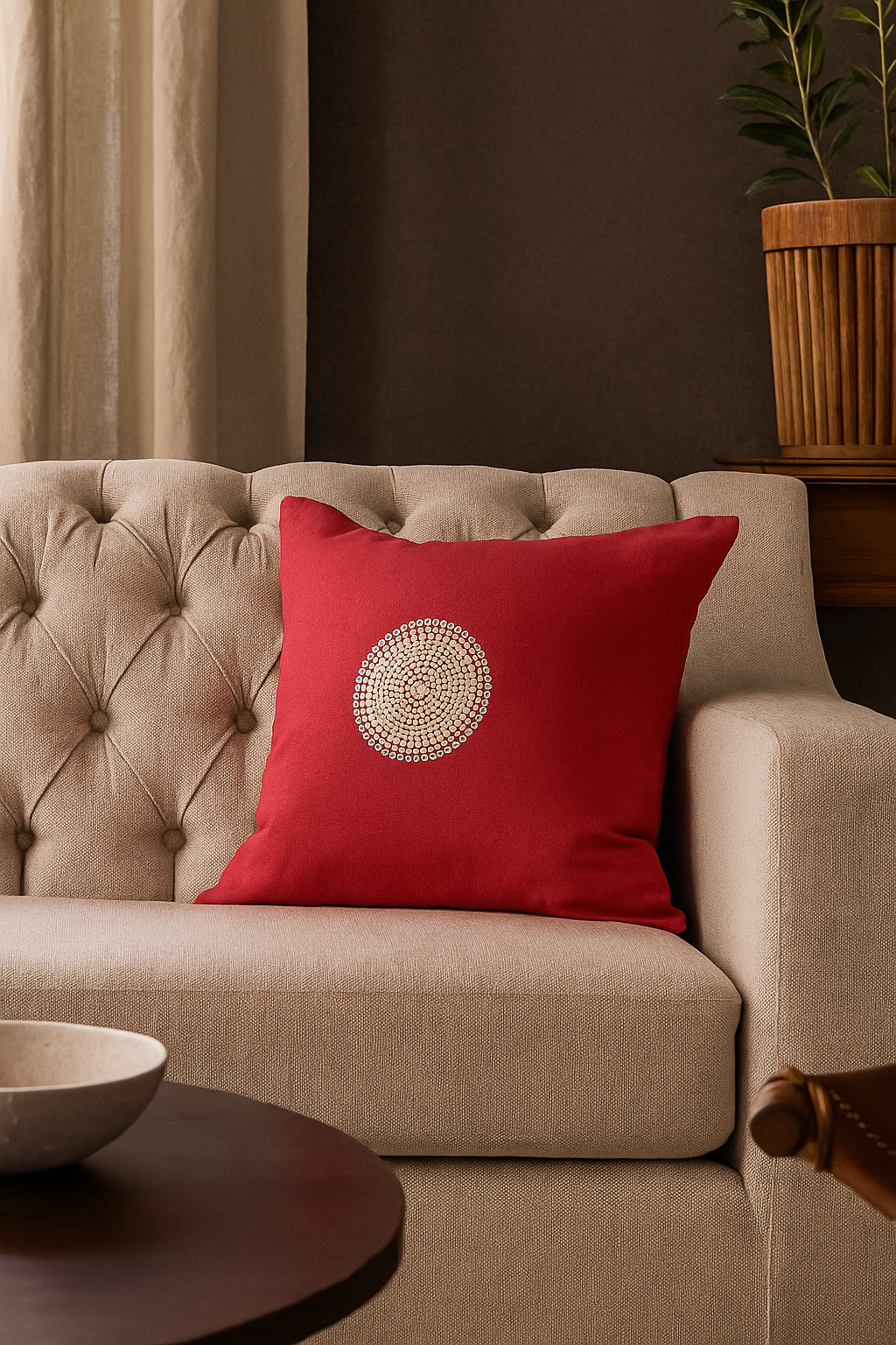 Maasai Crimson Red Trade Bead Pillow Cover