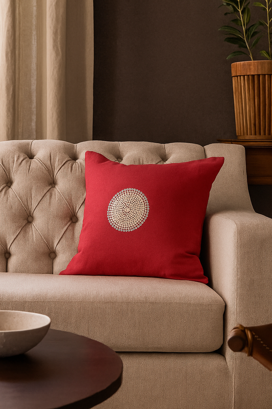 Maasai Crimson Red Trade Bead Pillow Cover