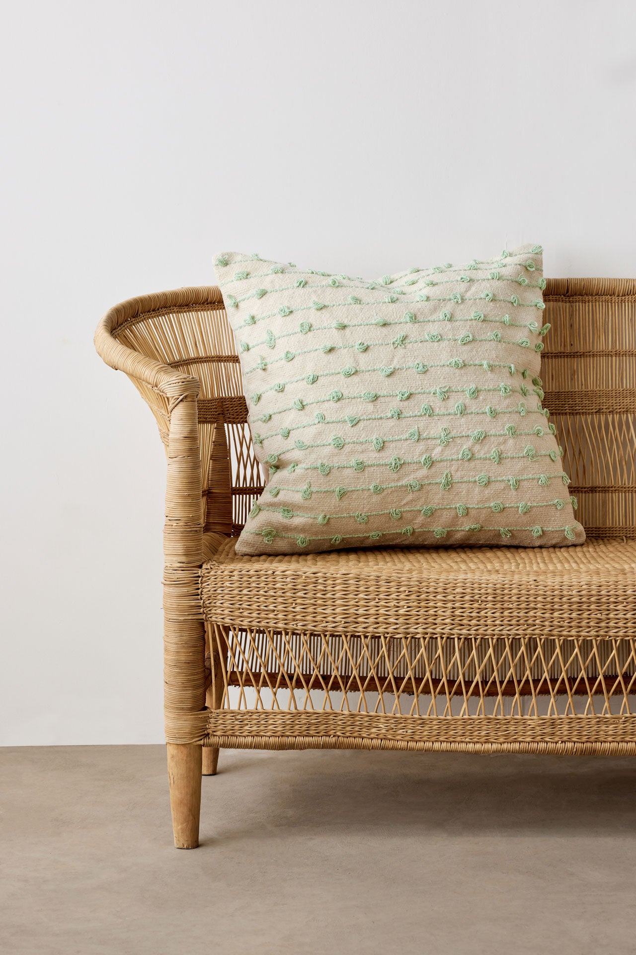 Light Sage Morse Bobble Throw Pillow Cover