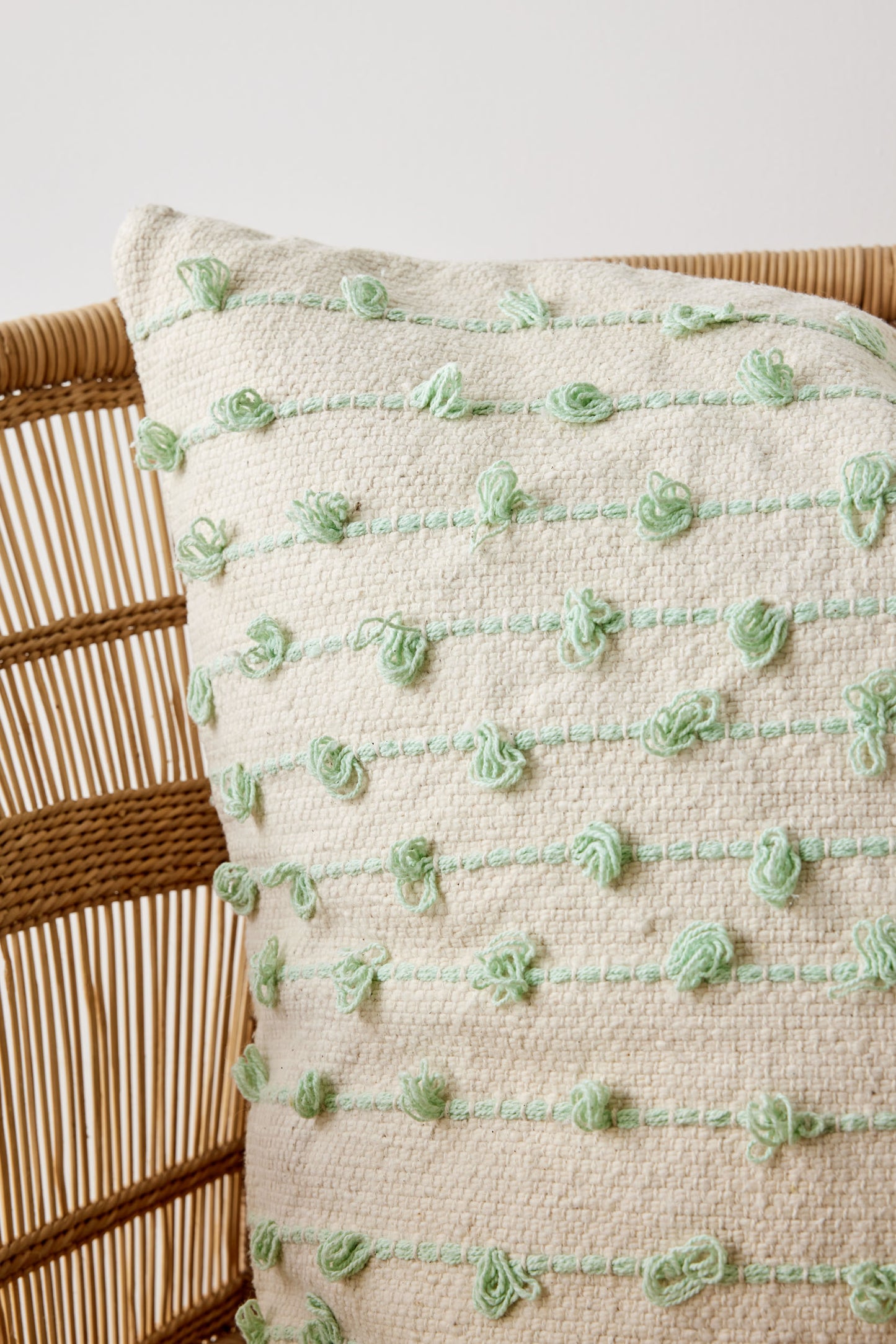 Light Sage Morse Bobble Throw Pillow Cover