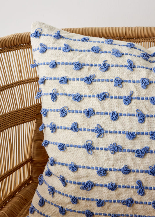 Periwinkle Blue Morse Bobble Throw Pillow Cover