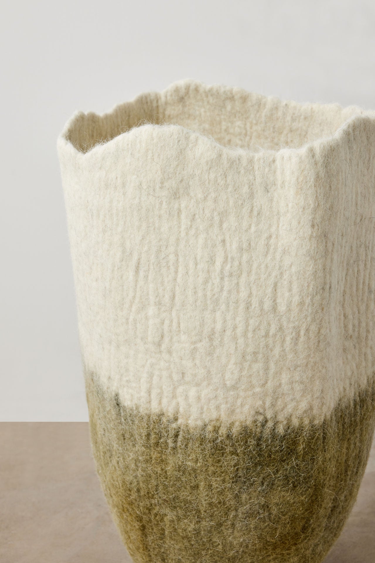 Eclipse Olive Green Wool Floor Vase