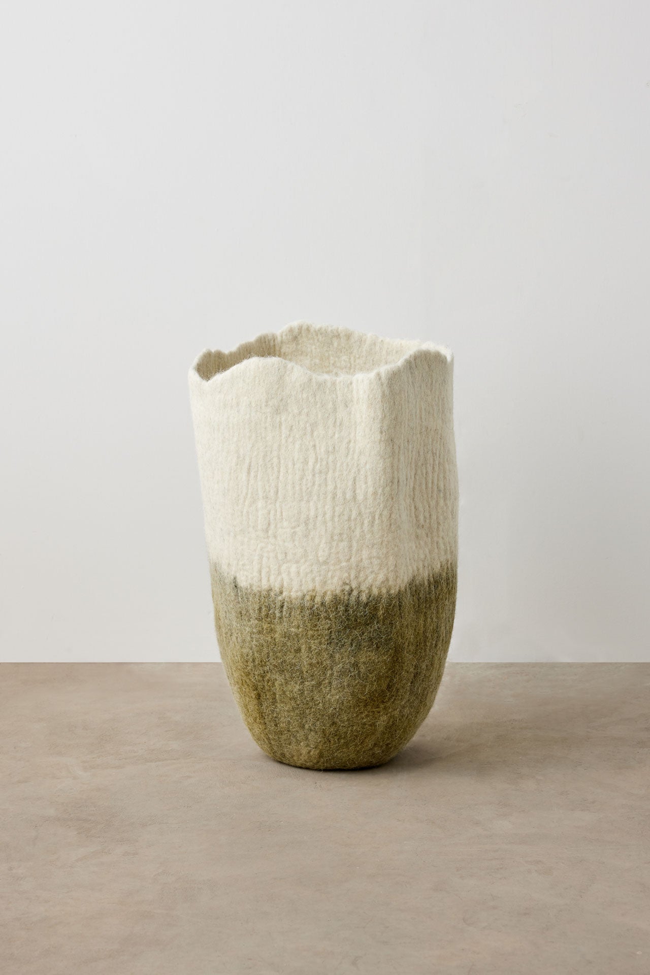 Eclipse Olive Green Wool Floor Vase