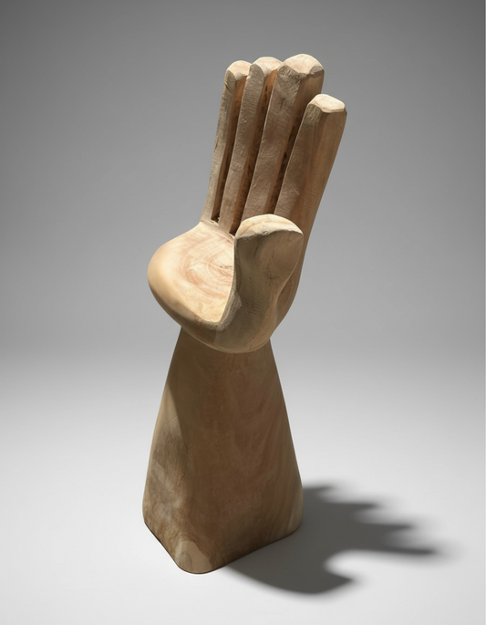 Holzskulptur: Friedenshandskulptur