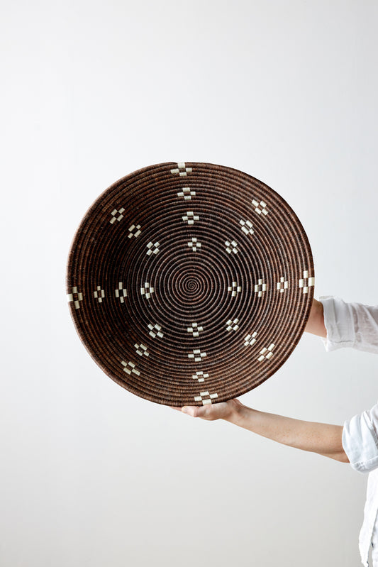 Brown Rwanda Ivory Flower Wall Basket