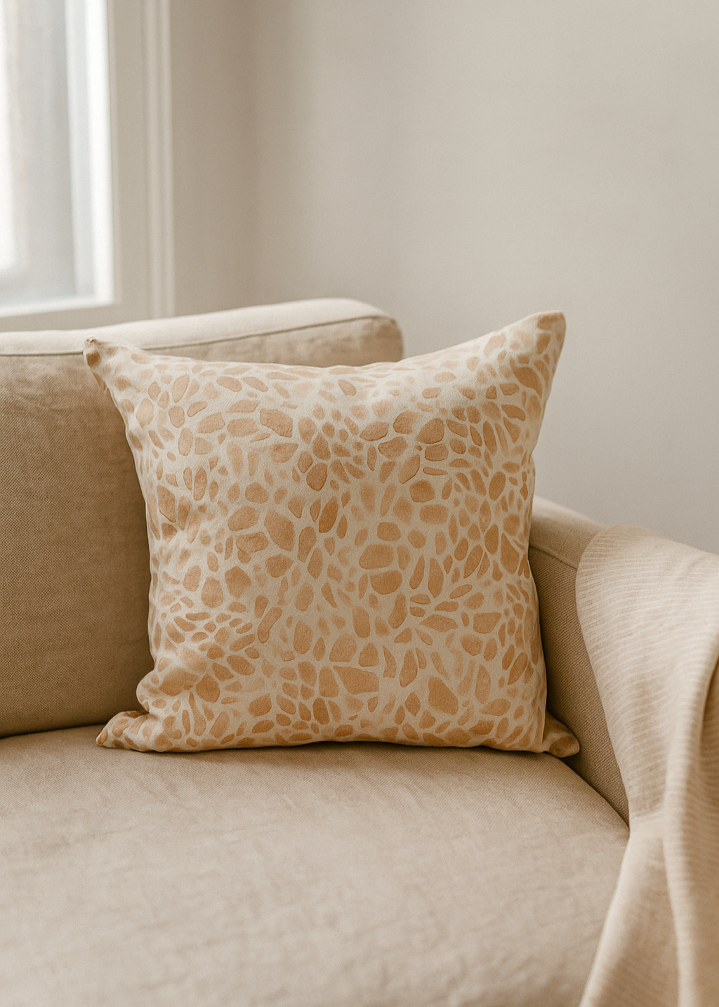 Copper Giraffe Safari Suede Throw Pillow Cover