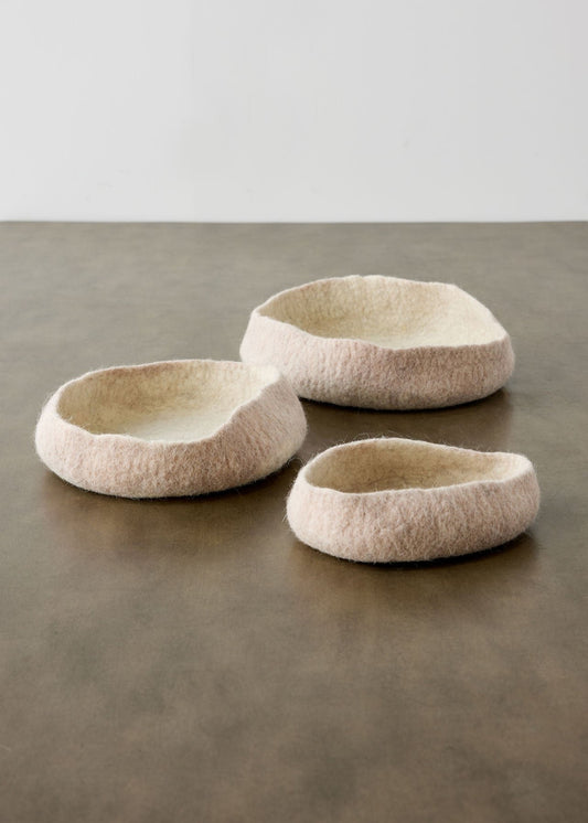 Soft Stone Hand Felted Nesting Bowls