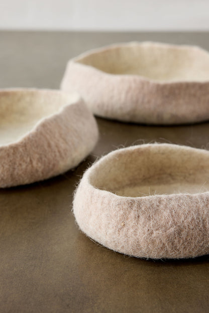 Soft Stone Hand Felted Nesting Bowls