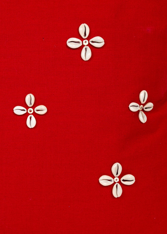 Swahili Flower Crimson Red Trade Bead Pillow Cover