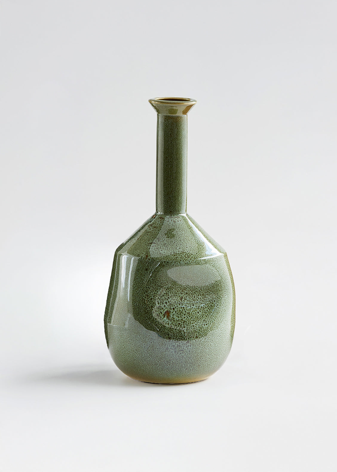 Wiid Emerald Green Warped Tall Neck Vase
