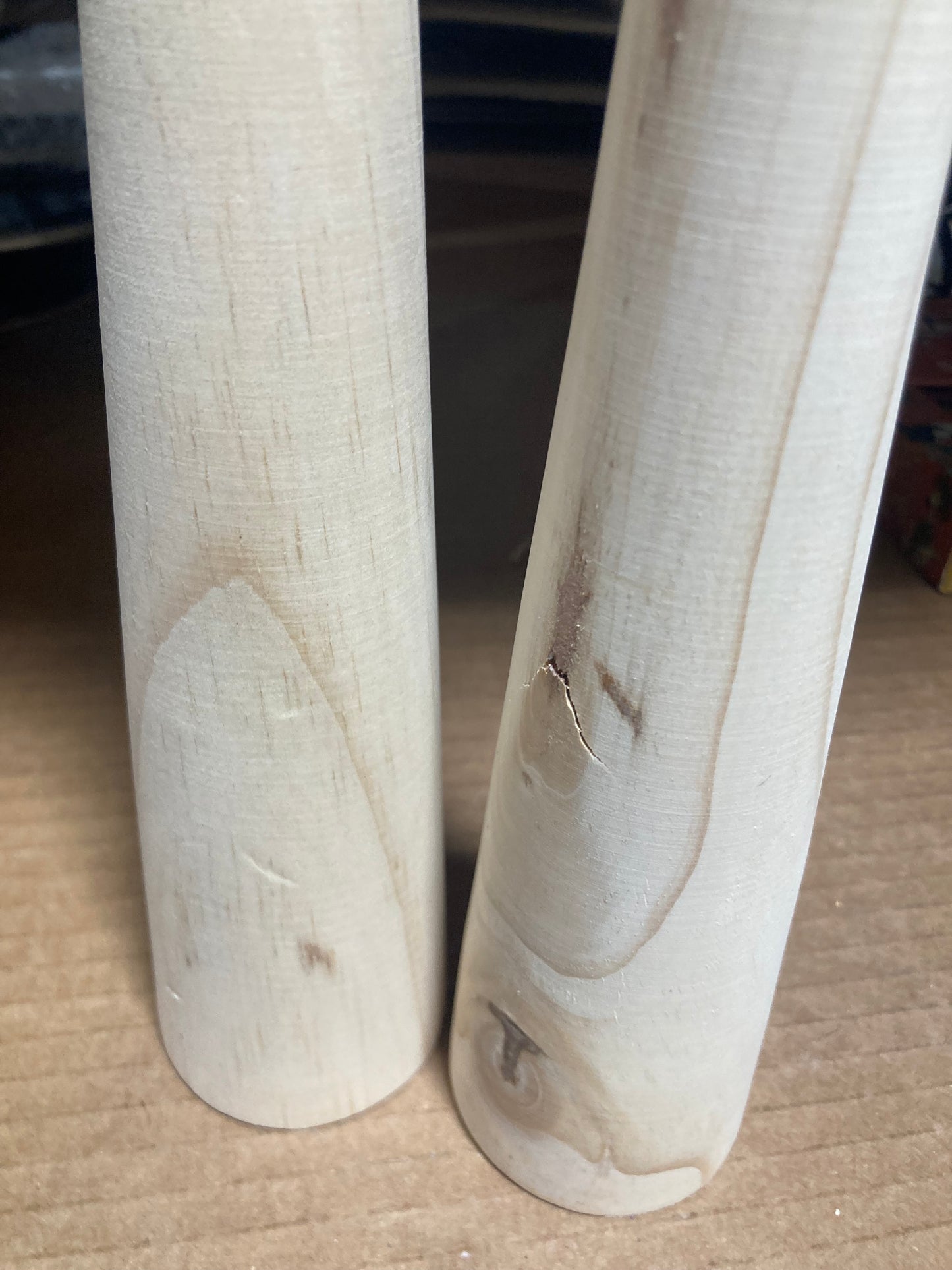 Tall Tapered Pine Candlestick Holder  – Dents & Cracks