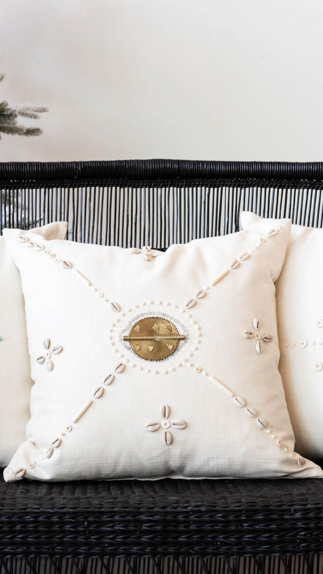 Kuwaloka Cream Trade Bead Pillow