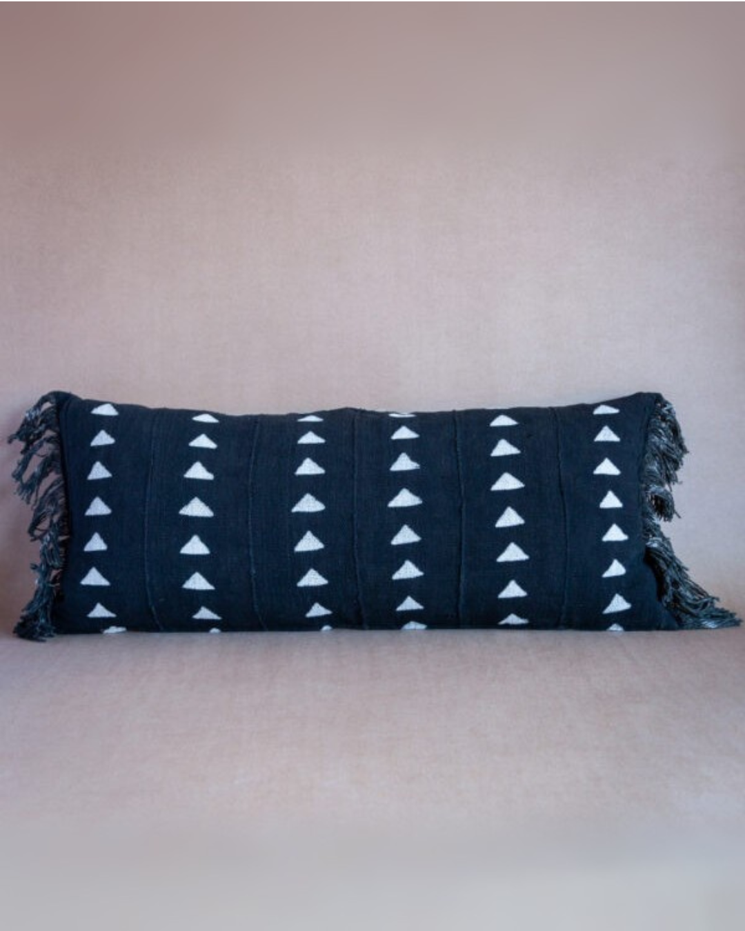 Black Cotton Mud cloth  Lumbar Pillow Cover