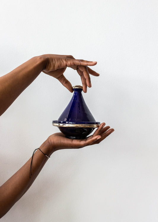 Royal Blue Mini Vintage Moroccan Tagine