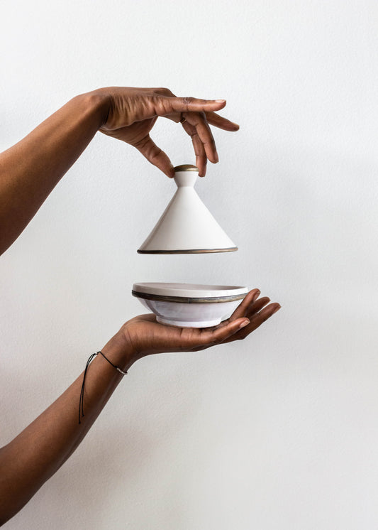 White Mini Vintage Moroccan Tagine