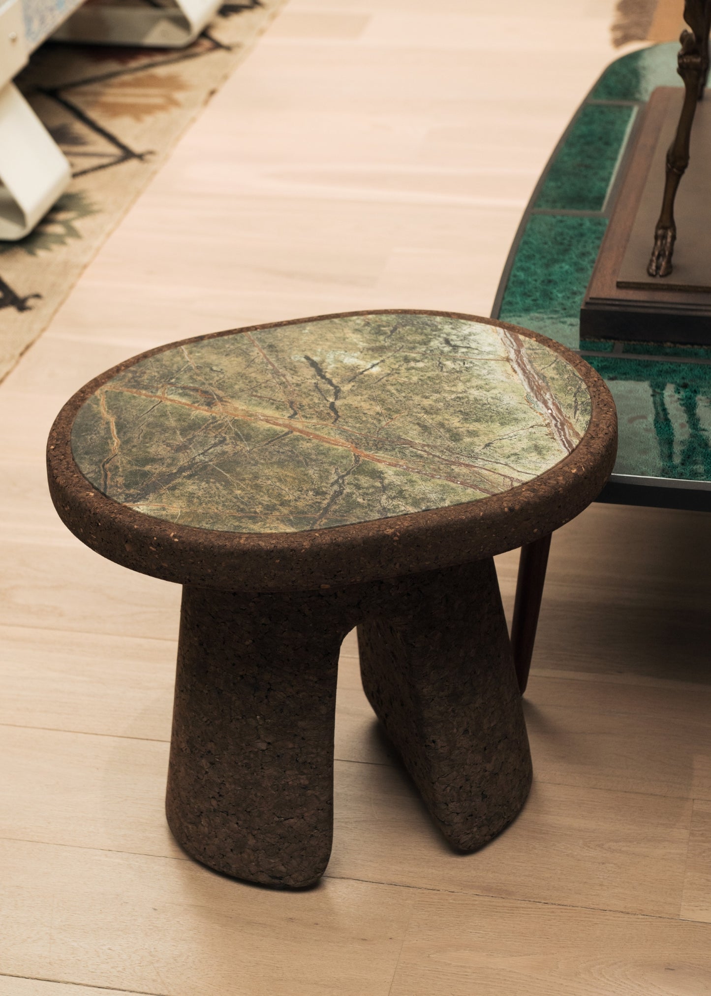 Wiid Tonga Cork & Green Marble Side Table