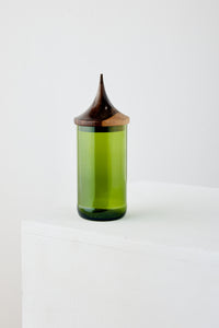 Wooden Topped Green Apothecary Jar