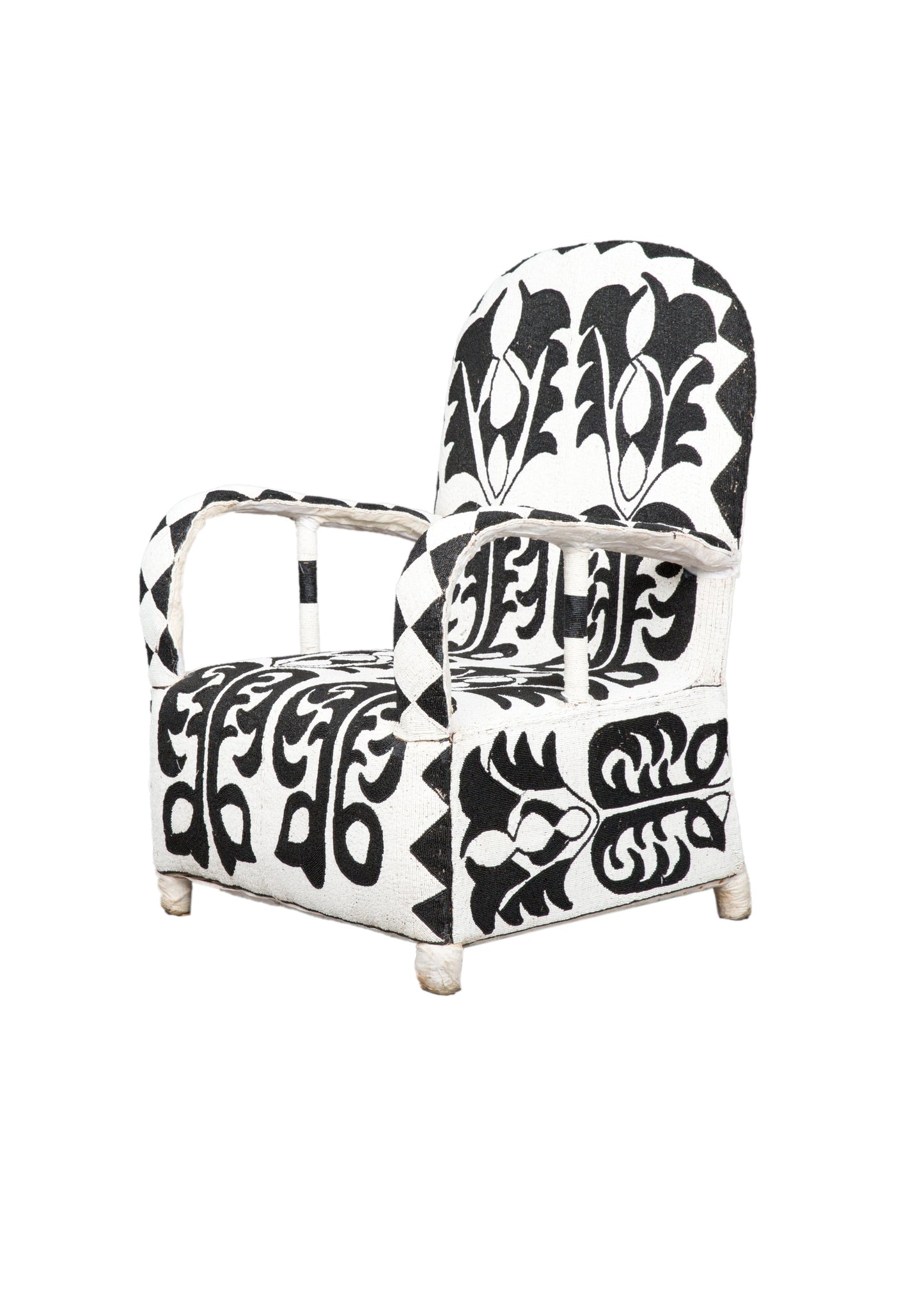 Schwarz-weißer Yoruba-Perlenstuhl