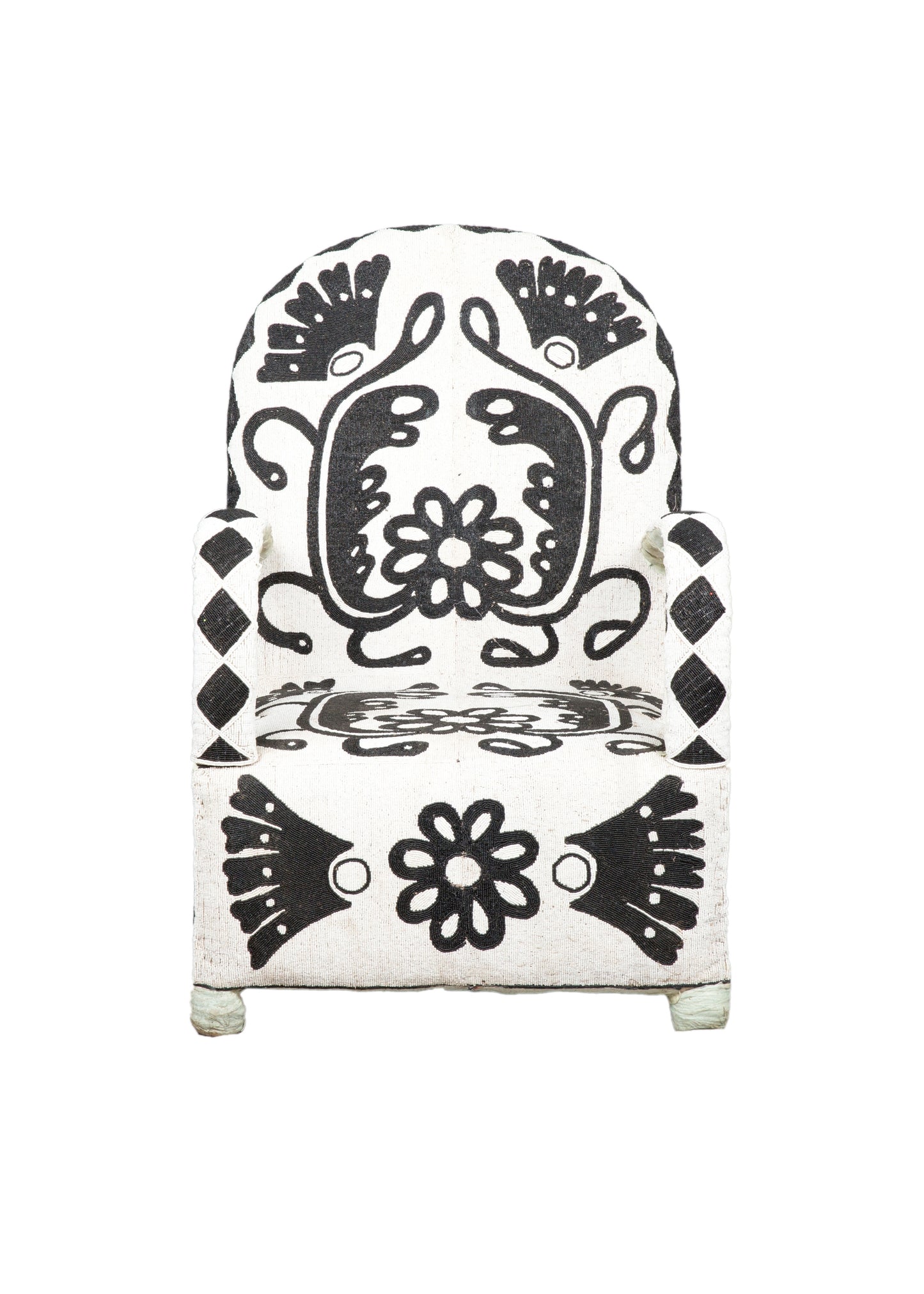 Schwarz-weißer Yoruba-Perlenstuhl