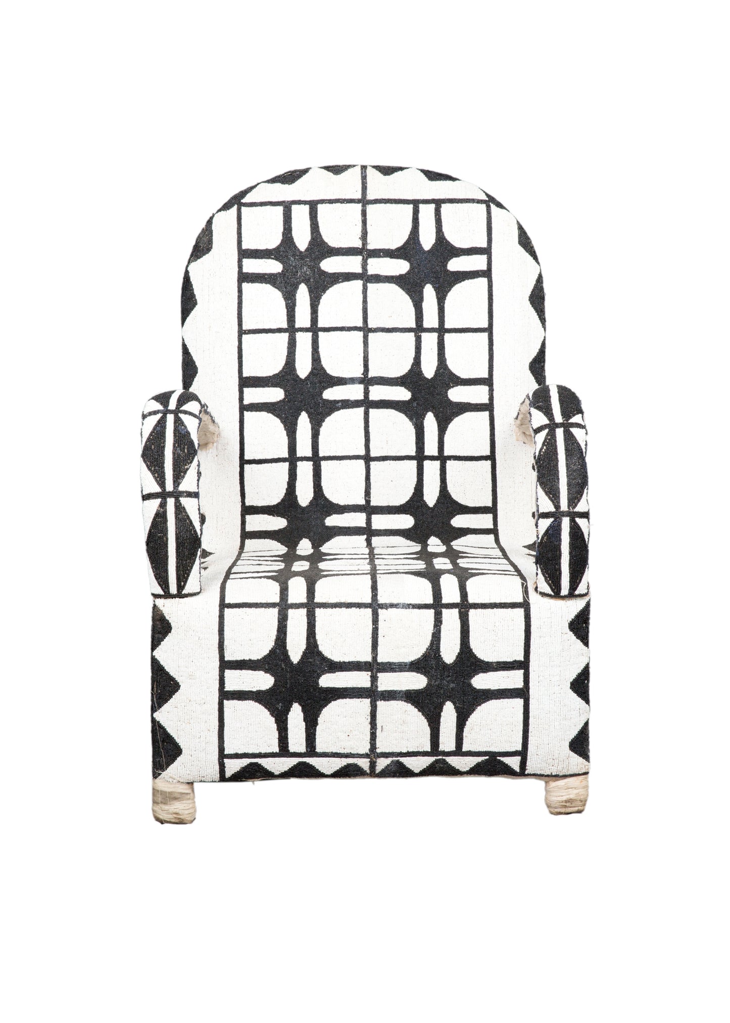 Schwarz-weißer Yoruba-Perlenstuhl