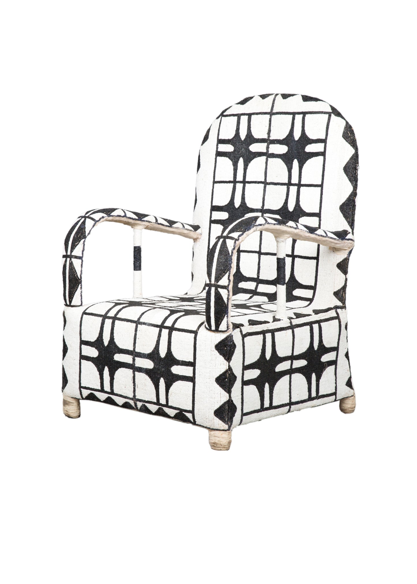 Schwarz-weißer Yoruba-Perlenstuhl