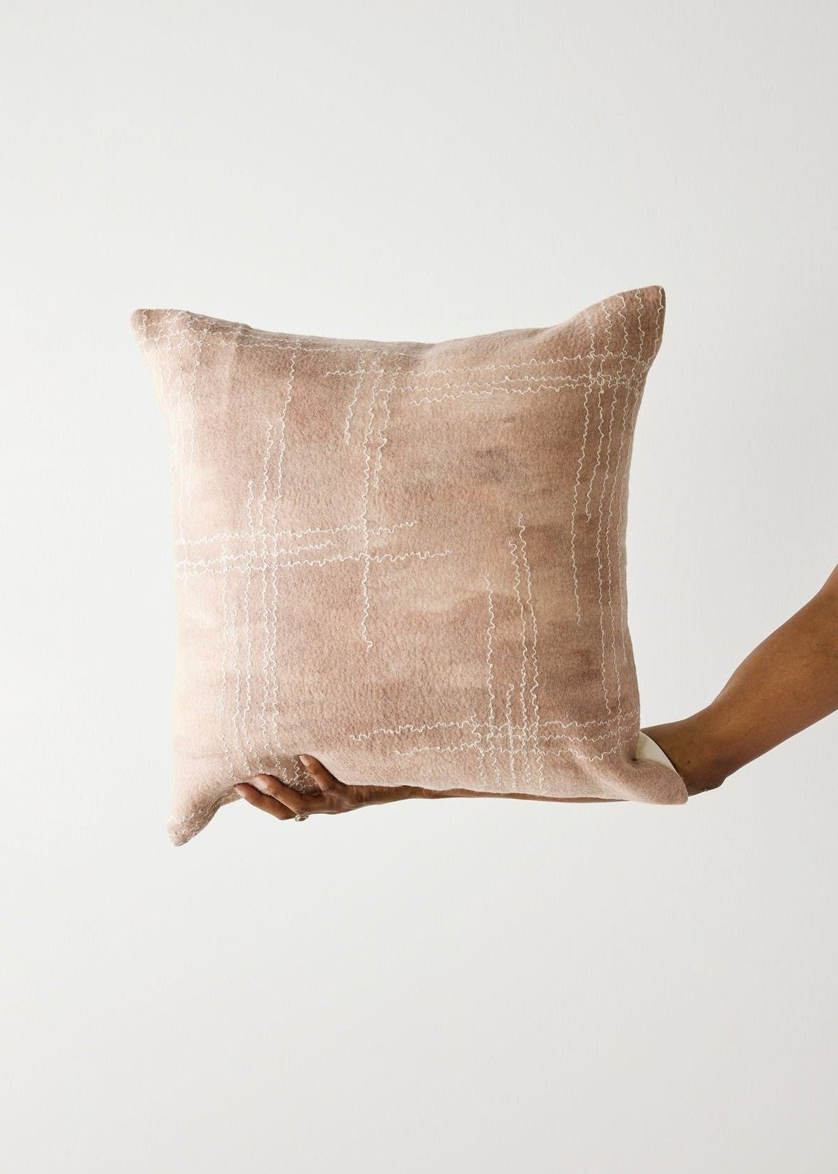 Linear Dusty Rose Hand-Felted Merino Wool Throw Pillow