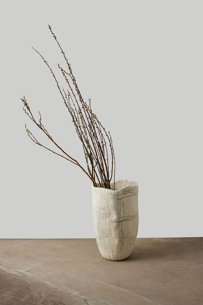 Linear Wool Hand-Felted Floor Vase