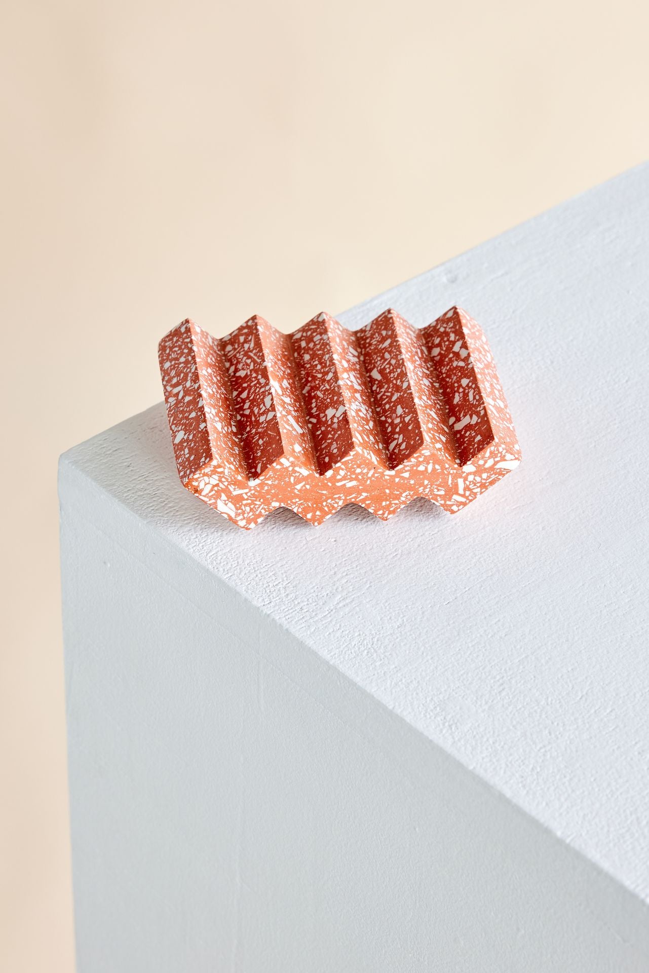 Terracotta Red Zig-Zag Terrazzo Soap Dish