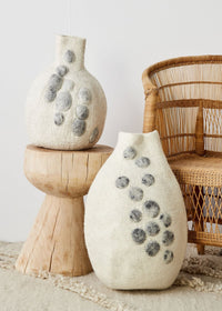 Hand-Felted Pebble Gourd Basket set of 2