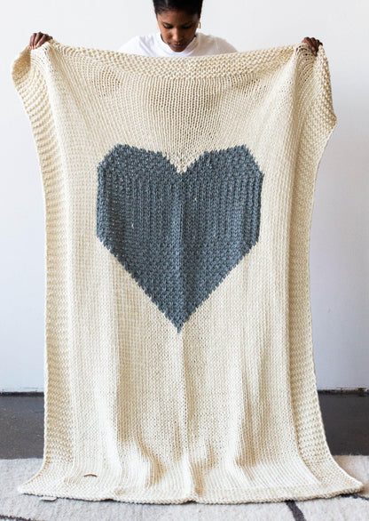 Hand Knitted Heart Blanket