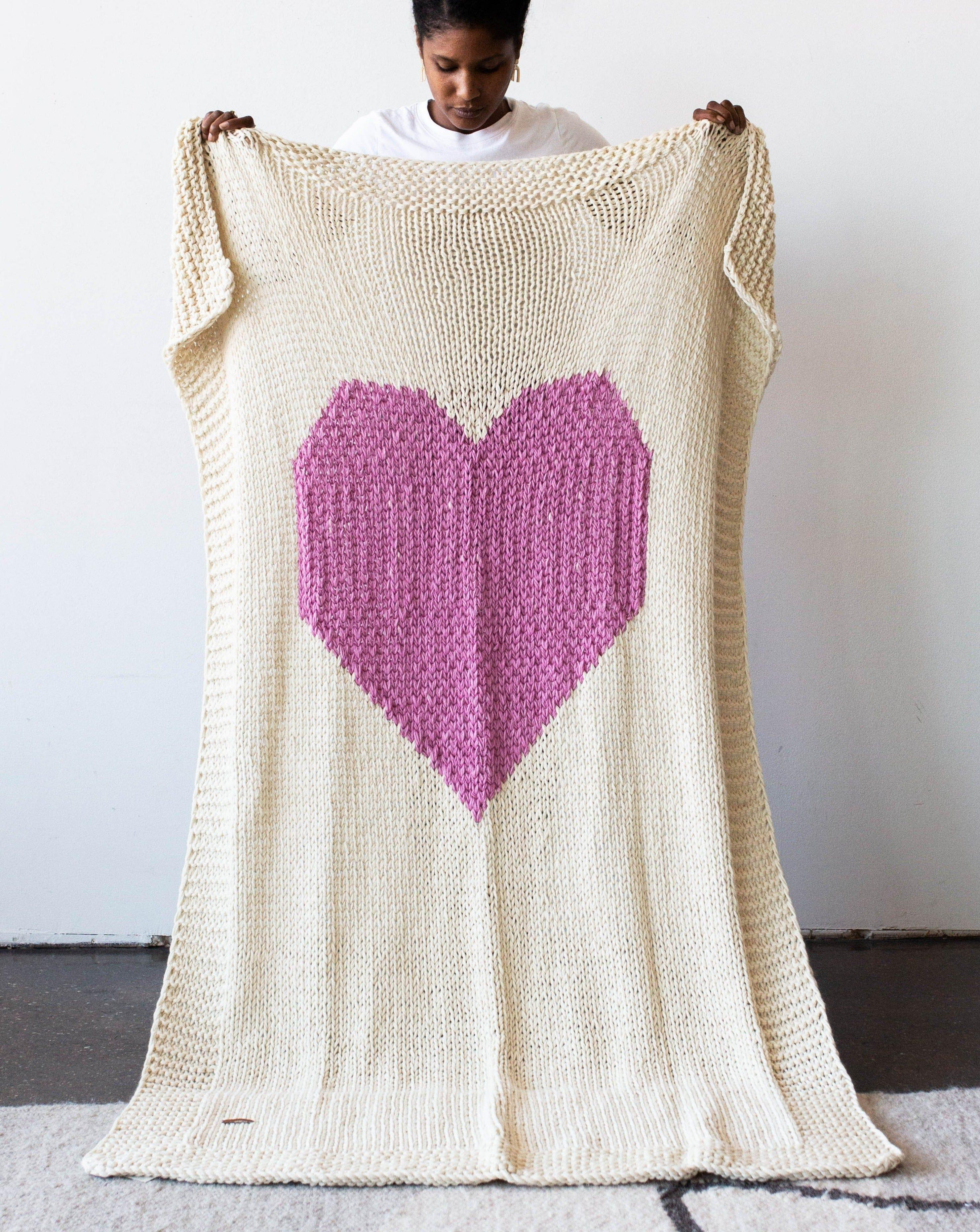 Hand Knitted Heart Blanket Kanju Interiors