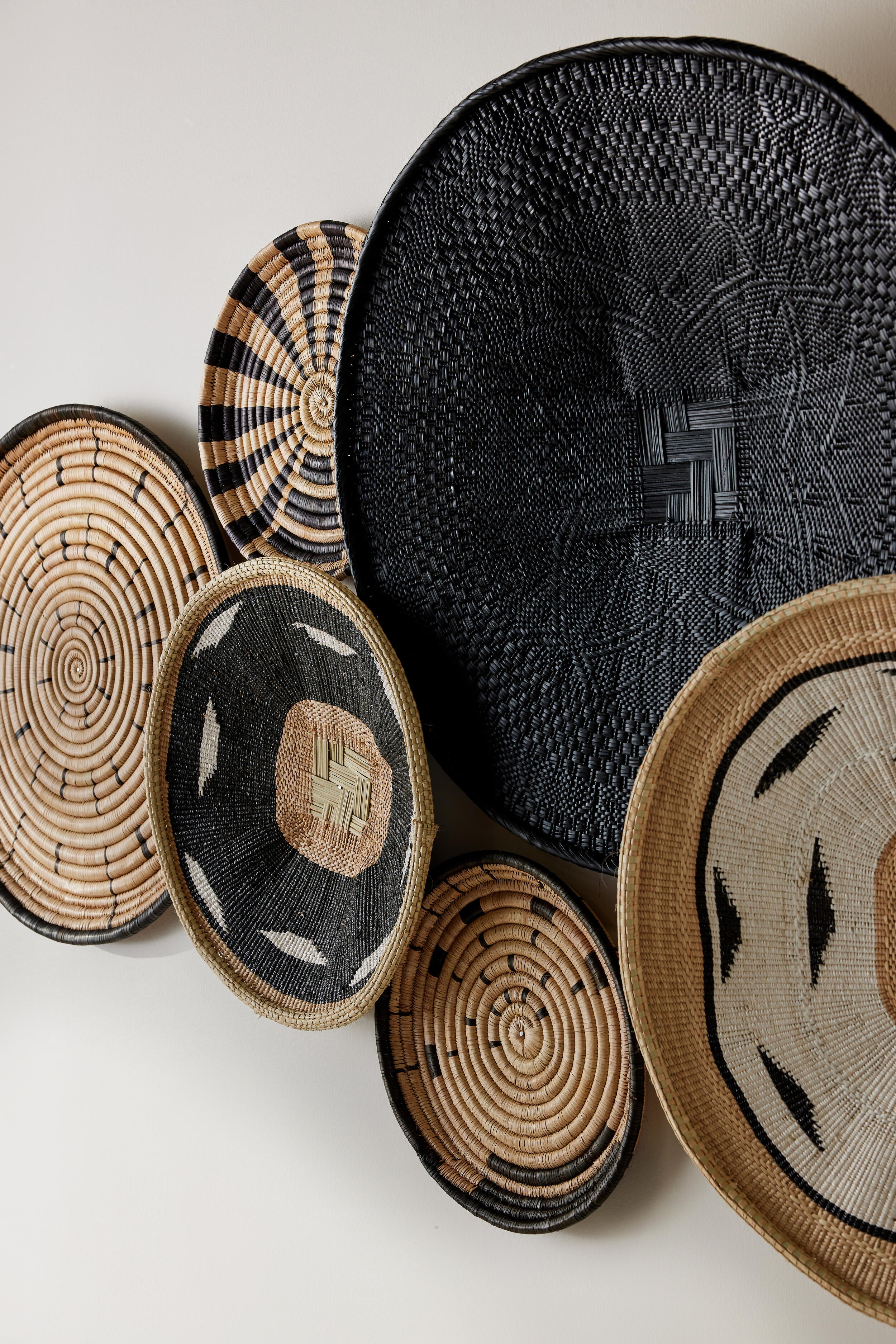 Hand-Painted Black Binga Flat Basket – Kanju Interiors