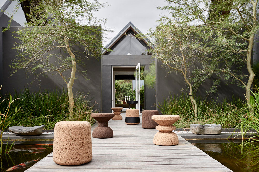 Wiid Slim African Cork Stool | Modern Cork Accent Stool | Dark