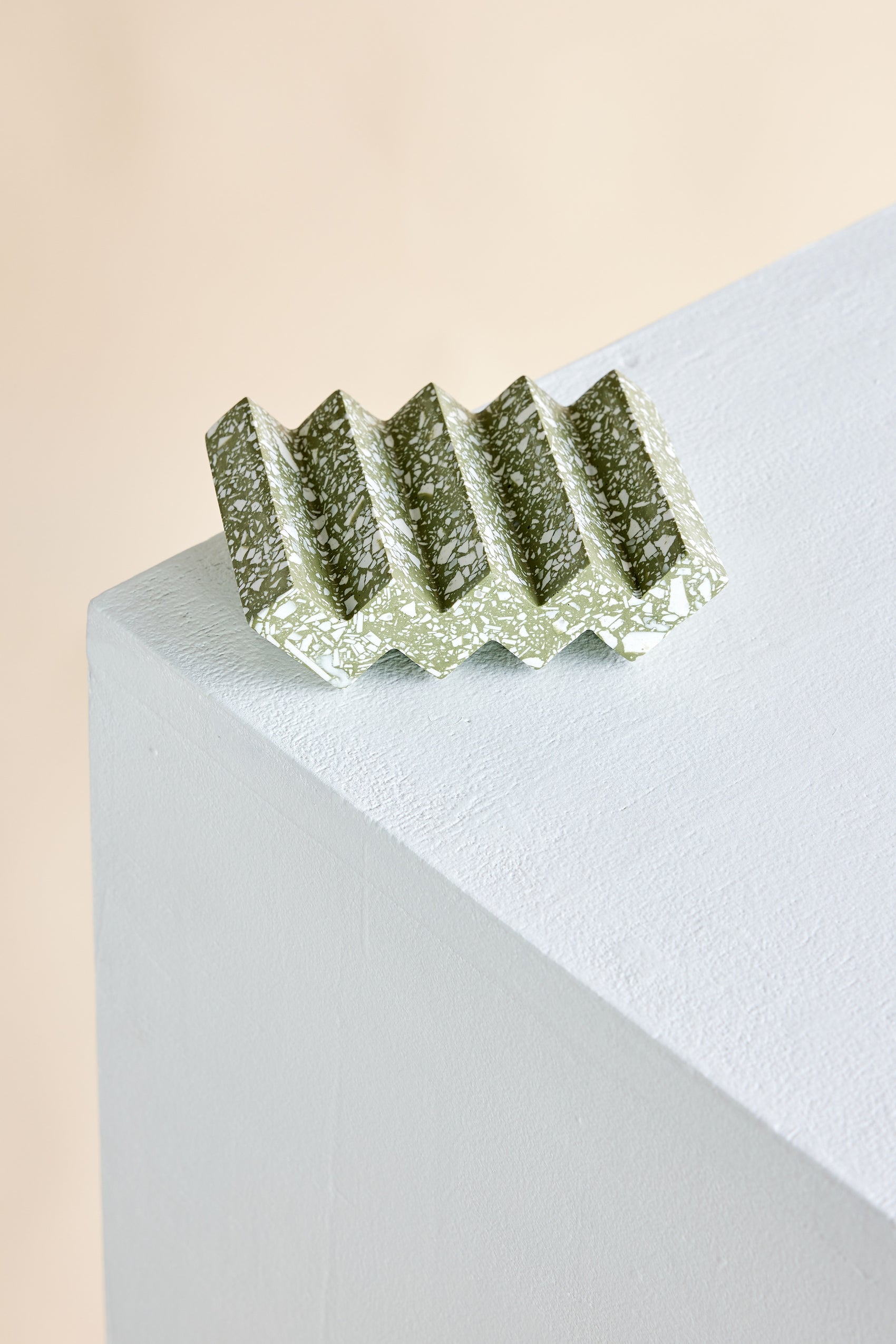 Zig-Zag Olive Green Terrazzo Soap Dish