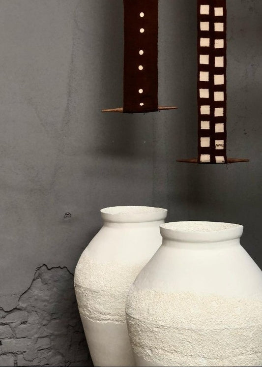 Birth Bogolan Wall Totem in Brown with White Dots