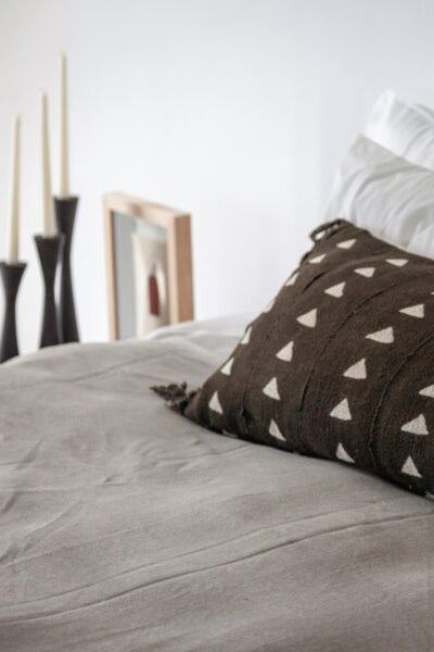 Black Cotton Mud cloth  Lumbar Pillow Cover