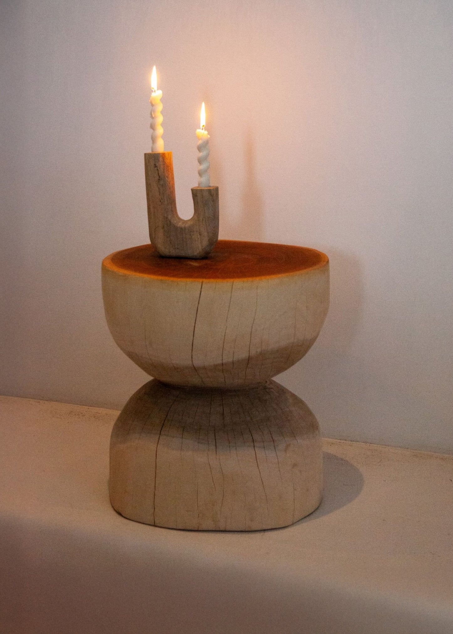 Hourglass Wooden Stool or Side Table